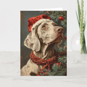 Cartão De Festividades Weimaraner vintage personalizou o Natal