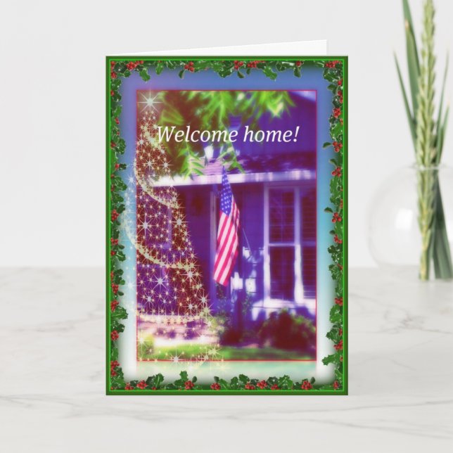 Cartão De Festividades Welcome Home and Merry Christmas  Military Card (Frente)