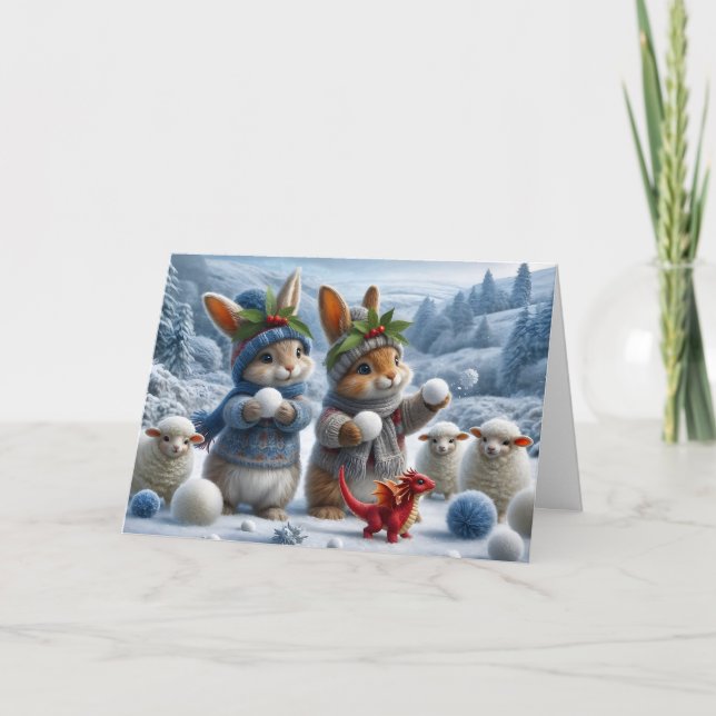 Cartão De Festividades Welsh Christmas Card (Frente)