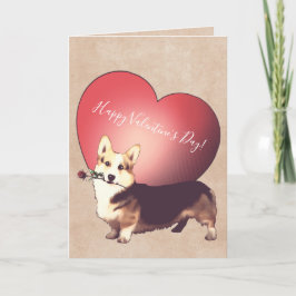 Cartão De Festividades Welsh Corgi Valentine's Day Card