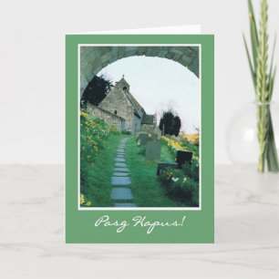 Cartão De Festividades Welsh Easter Card with Quaint Old Church
