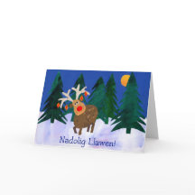 Welsh Greeting, Reindeer, Fun Christmas Card