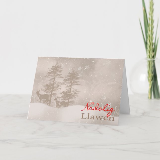Cartão De Festividades Welsh Language Happy Holidays Stylish Christmas (Frente)