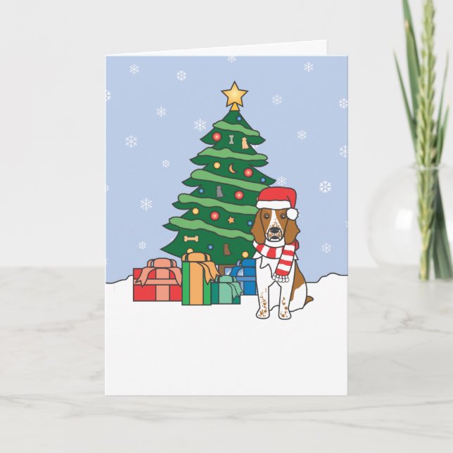 Cartão De Festividades Welsh Springer Spaniel and Christmas Tree (Frente)