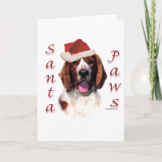 Cartão De Festividades Welsh Springer Spaniel Santa Paws (Frente)