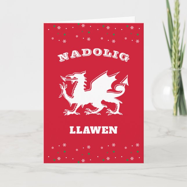 Cartão De Festividades Welsh Themed Dragon Nadolig Llawen Felry Natal (Frente)