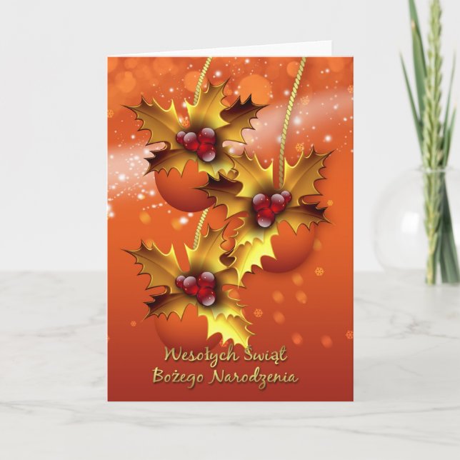Cartão De Festividades Wesolych Swiat Bozego Narodzenia Polish Card (Frente)