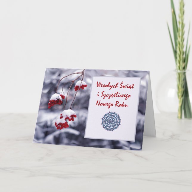 Cartão De Festividades Wesolych Swiat, Merry Christmas in Polish, Winter (Frente)