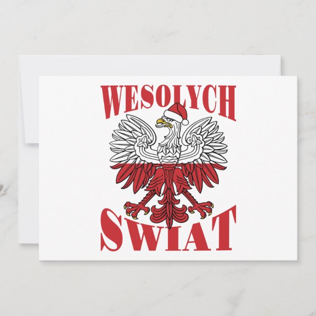 Cartão De Festividades Wesolych Swiat Polonês Eagle Santa Hat (Frente)