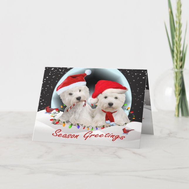 Cartão De Festividades West Highland Terrier Christmas Pals (Frente)