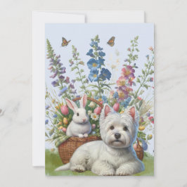 Cartão De Festividades West Highland Terrier e Bunnie Páscoa Card