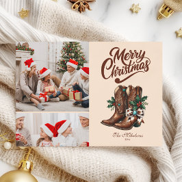 Cartão De Festividades Western Bow & Boots Christmas 2 Photo