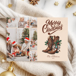 Cartão De Festividades Western Bow & Boots Christmas 5 Photo