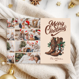 Cartão De Festividades Western Bow & Boots Christmas 8 Photo