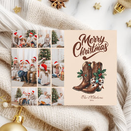 Cartão De Festividades Western Bow & Boots Christmas 9 Photo