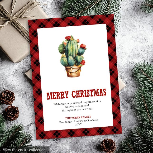 Cartão De Festividades Western Buffalo Plaid Christmas Greeting Card (Western Buffalo Plaid Christmas Greeting Card)