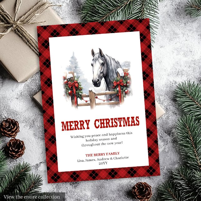 Cartão De Festividades Western Christmas card red black cozy style (Western Christmas card red black cozy style

)