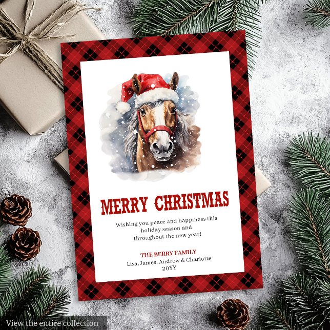 Cartão De Festividades Western Christmas card rustic cowboy plaid (Western Christmas card rustic cowboy plaid)