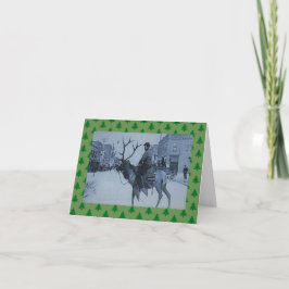 Cartão De Festividades Western Christmas Card vintage Reindeer w/snowman