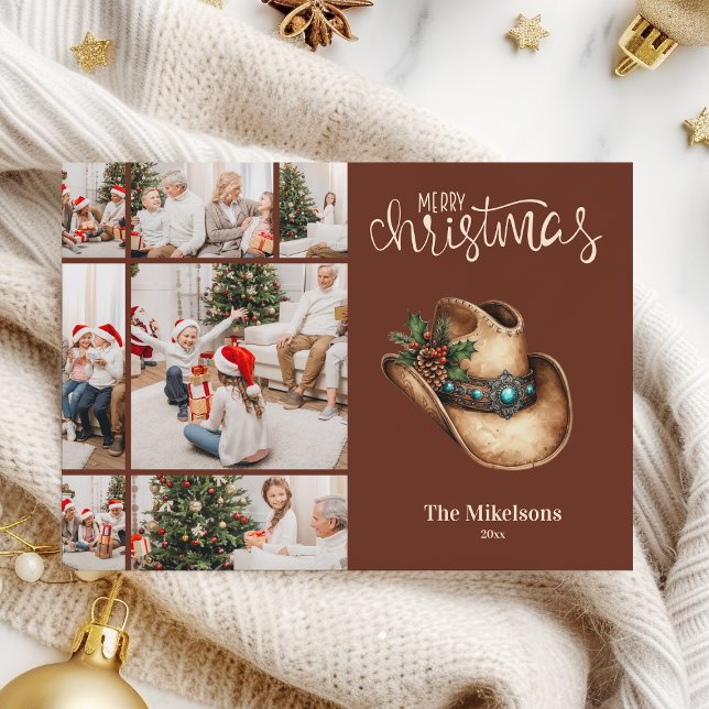 Cartão De Festividades Western Cowboy Hat Christmas 7 Photo   (Criador carregado)