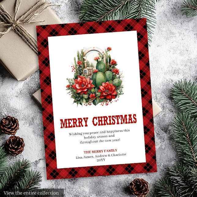 Cartão De Festividades Western Farmhouse Buffalo Holiday Greeting (Western Farmhouse Buffalo Holiday Greeting)