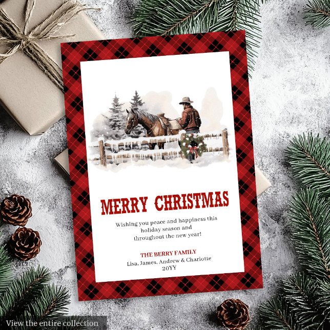 Cartão De Festividades Western greeting card red black festive look (Western greeting card red black festive look

)