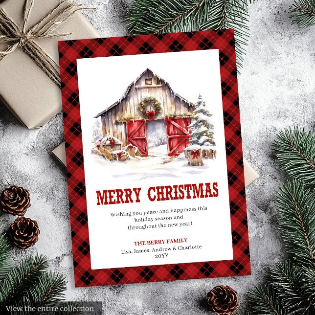 Cartão De Festividades Western holiday card buffalo plaid country (Western holiday card buffalo plaid country

)