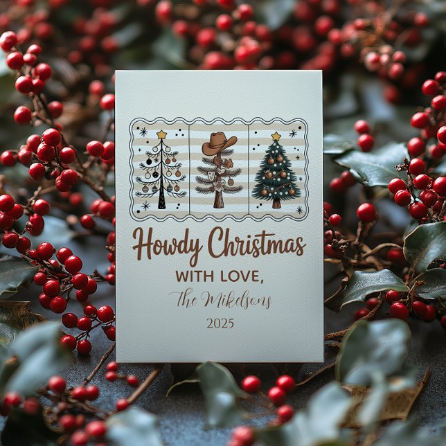 Cartão De Festividades Western Howdy Cowboy Christmas (Criador carregado)