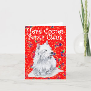 Cartão De Festividades Westie Aqui Vem o Papai Noel