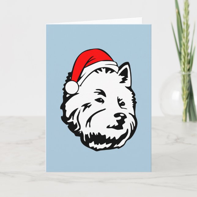 Cartão De Festividades Westie Dog Natal Santa Hat (Frente)