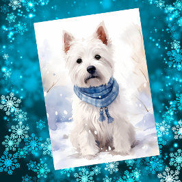Cartão De Festividades Westie Neve Inverno