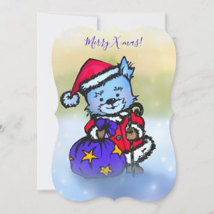 Cartão De Festividades Westie Papai Noel - Feliz Natal! Mão tirada