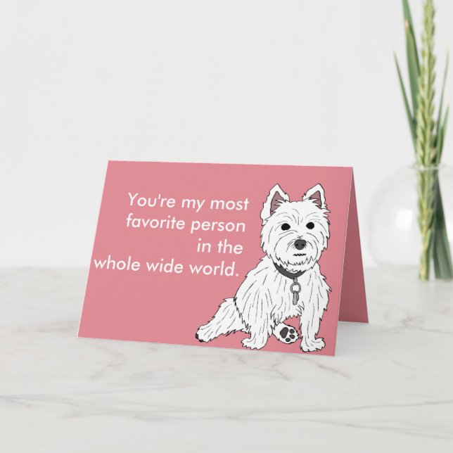 Cartão De Festividades Westie Pink Wuv You Valentine Card (Frente)