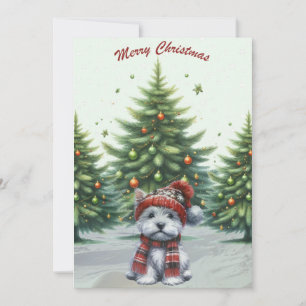 Cartão De Festividades Westie Puppy Merry Christmas Card