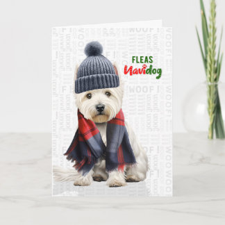 Cartão De Festividades Westie Terrier Engraçado Pulgas Navidog Natal