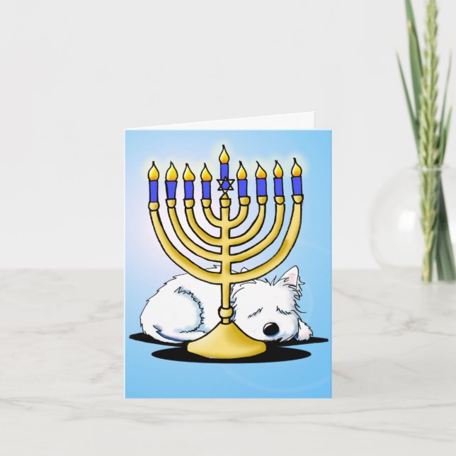 Cartão De Festividades Westie Terrier Hanukkah Card (Frente)