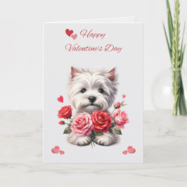 Cartão De Festividades Westie with Hearts Valentine's Day Card