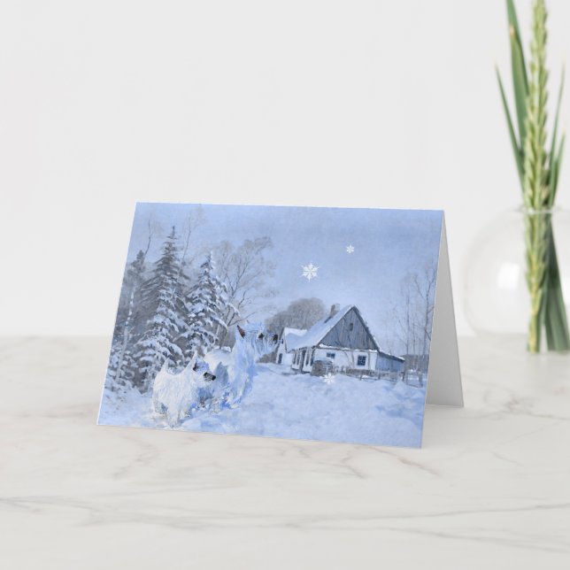 Cartão De Festividades Westies Adoram o inverno (Frente)