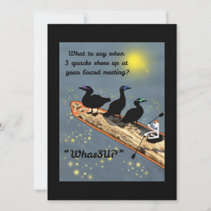 Cartão De Festividades "WhasSUP" com patos no conselho SUP