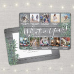 Cartão De Festividades What a Year! 10 Photo Collage & Captions Wood Pine<br><div class="desc">What a year to remember! Send stylish joyful greetings and share 10 of your favorite pictures with a custom 5x7 photo collage holiday card. (IMAGE PLACEMENT TIP: An easy way to center a photo exactly how you want is to crop it before uploading to the Zazzle website.) Text on this...</div>
