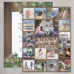 Cartão De Festividades What a Year! Oversized Photo Collage Wood & Lights<br><div class="desc">What a year to remember! Send stylish joyful greetings and share 17 of your favorite pictures with an extra large 6.5" x 8.75" photo collage holiday card. (IMAGE PLACEMENT TIP: An easy way to center a photo exactly how you want is to crop it before uploading to the Zazzle website.)...</div>