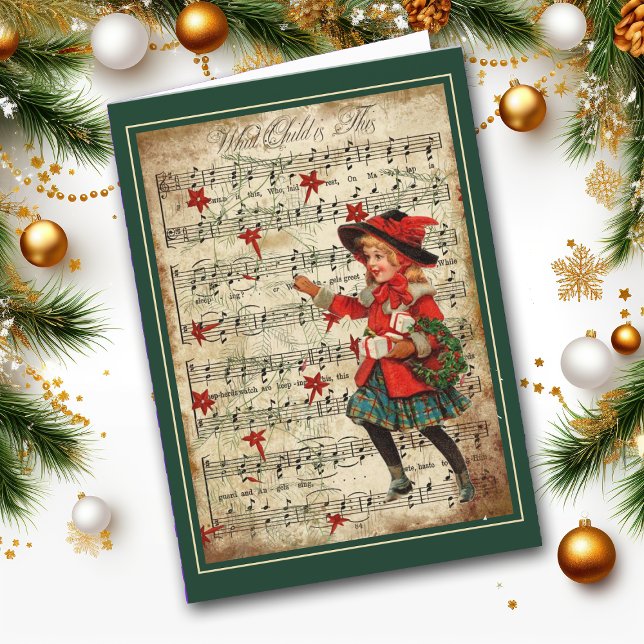 Cartão De Festividades What Child is This Music Art Christmas Card (Criador carregado)