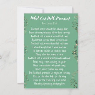 Cartão De Festividades What God Hath Promised (Light Green) Flat Card