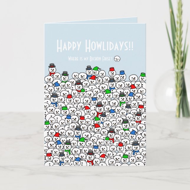 Cartão De Festividades Where Is My  Bichon Frise Holiday Card (Frente)