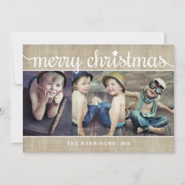 Cartão De Festividades Whimsic Burlap Rustic Feliz Foto de Natal