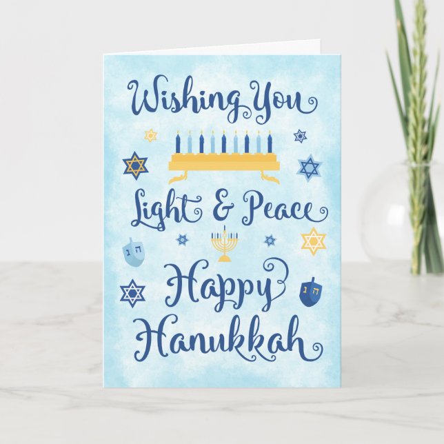 Cartão De Festividades Whimsic Hanukkah Light and Peace (Frente)