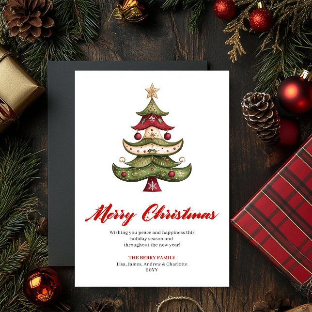 Cartão De Festividades Whimsical Artistic Christmas Tree Greeting Design (Whimsical Artistic Christmas Tree Greeting Design)