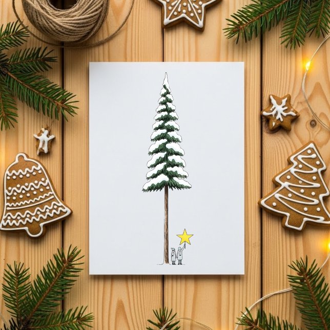 Cartão De Festividades Whimsical Big Christmas Tree Snowy Holiday Card (Criador carregado)