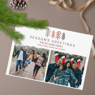 Cartão De Festividades Whimsical Boho Personalizou Duas Fotografias Natal