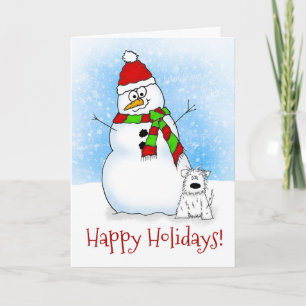 Cartão De Festividades Whimsical Cartoon Snowman Happy Holidays Card